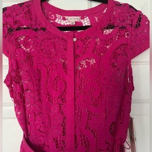 Nanette Lepore Lace A- symmetrical dress with matching belt; size 8; NWT